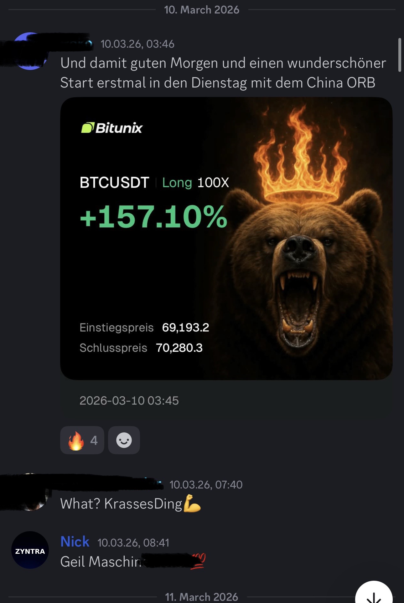 Live-Trading-Result: BTCUSDT +157% getroffen, Community: 'Krasses Ding'